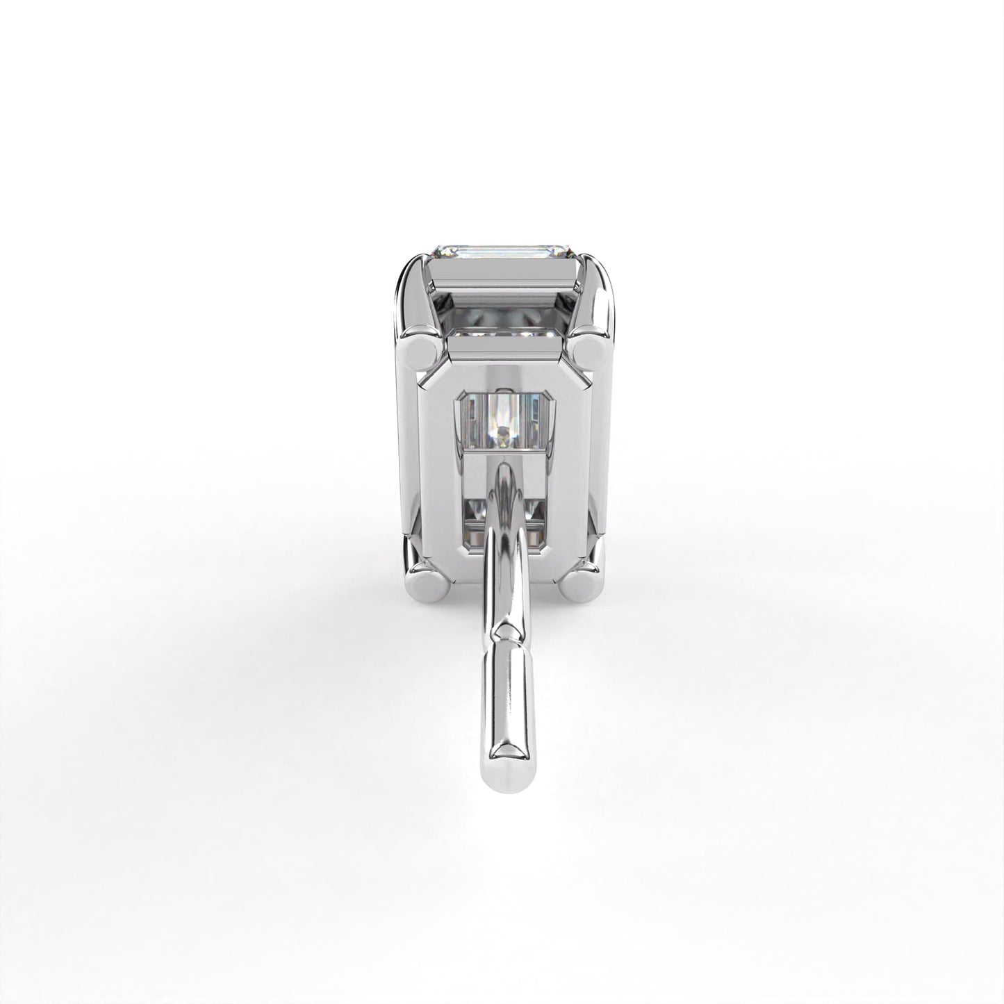 Emerald Solitaires White Earrings