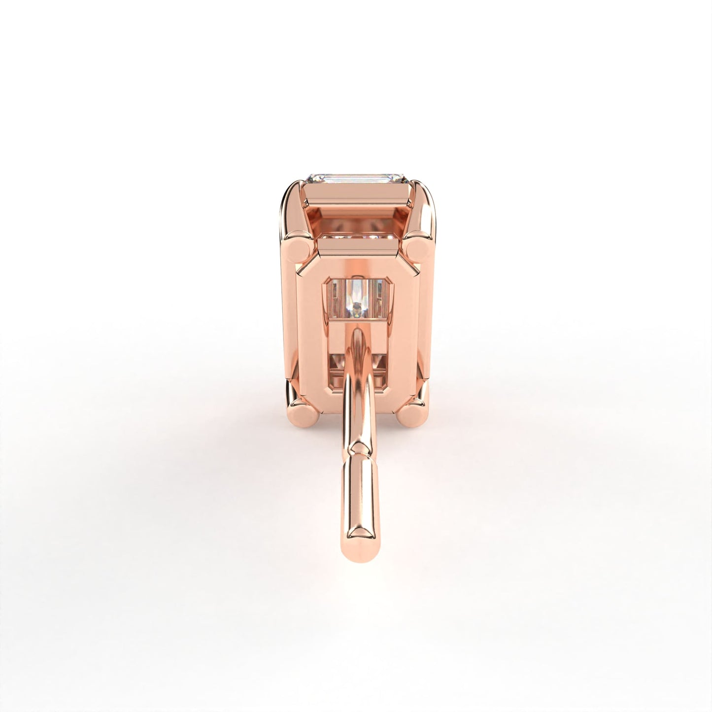 Emerald Solitaires Rose Earrings