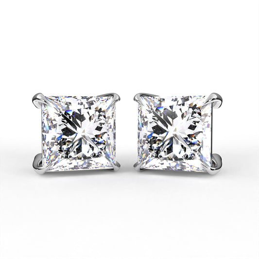 Princess Solitaire White Earring