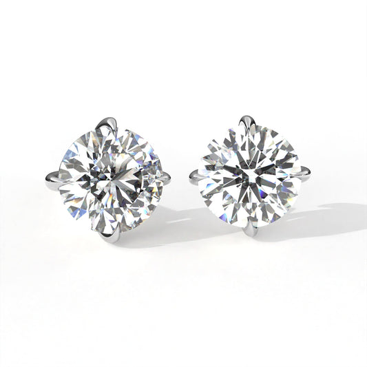Round Solitaire White Earring