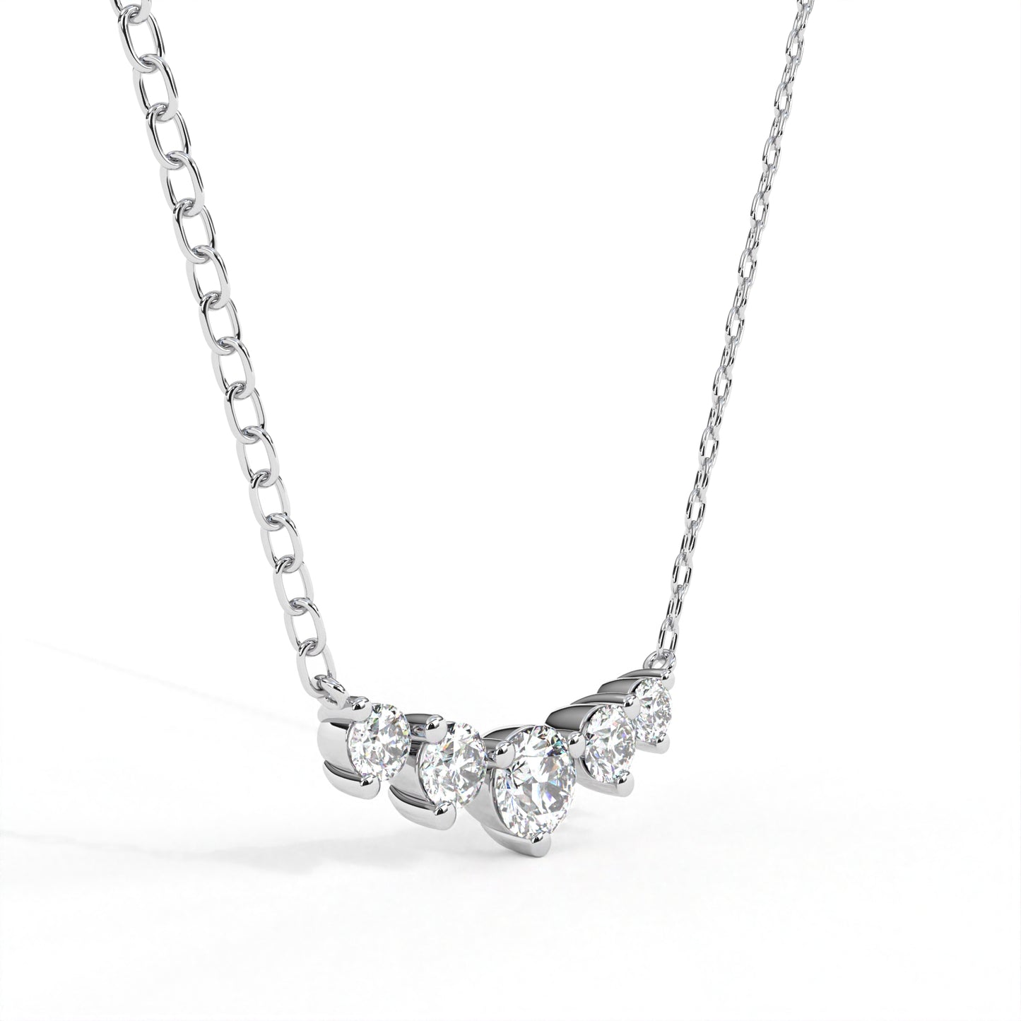 Round Penta Necklace White