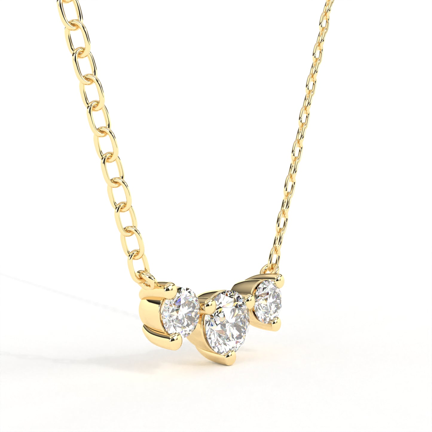 Round Tri-Stone Necklace Yellow