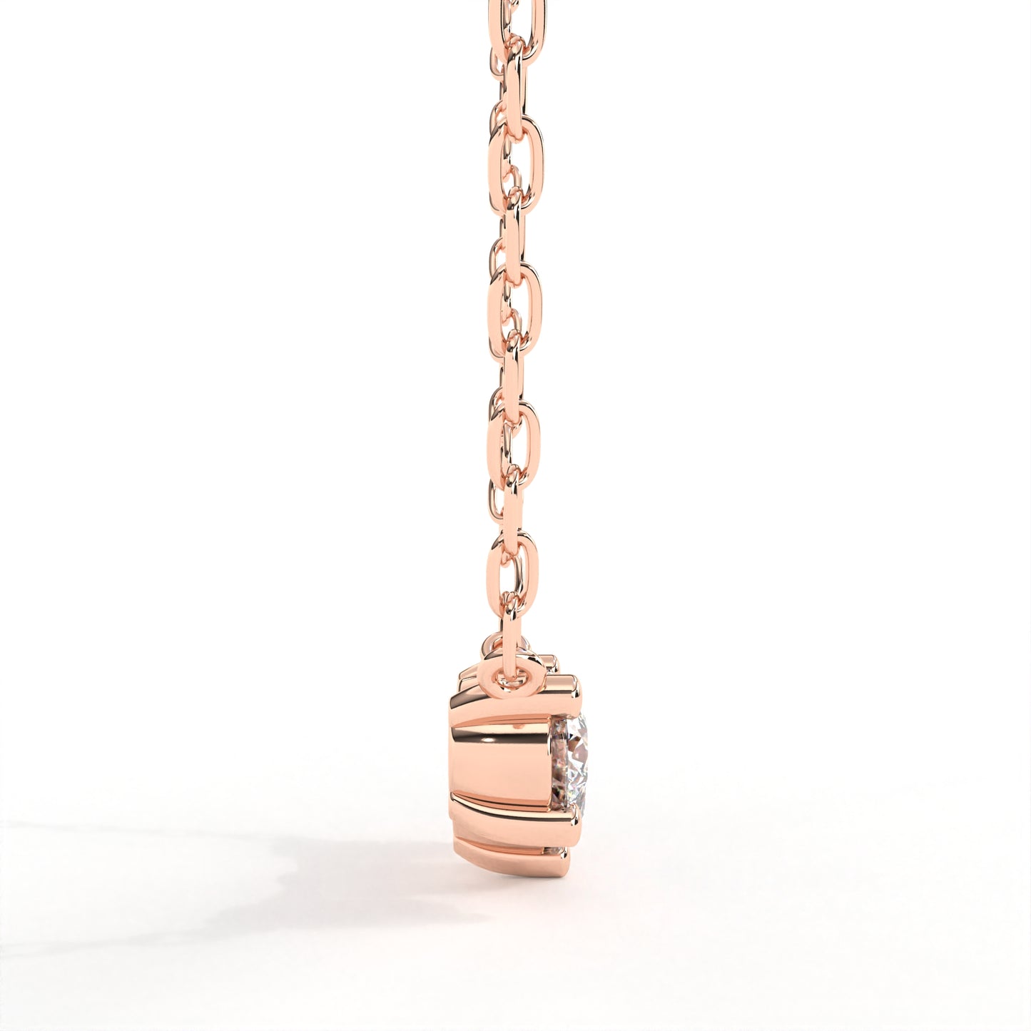 Round Tri-Stone Necklace Rose