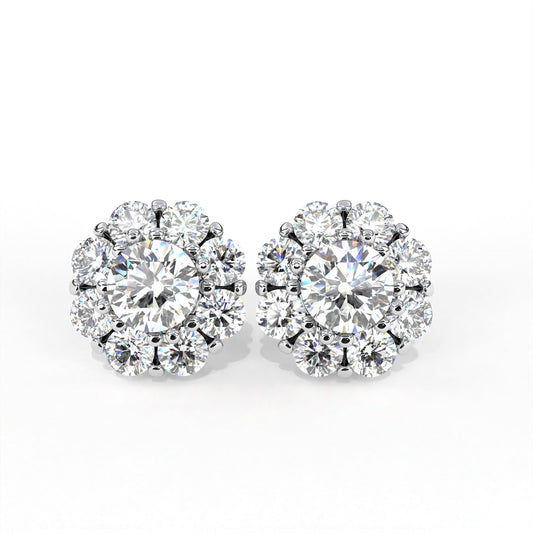 Round Flore Earrings White