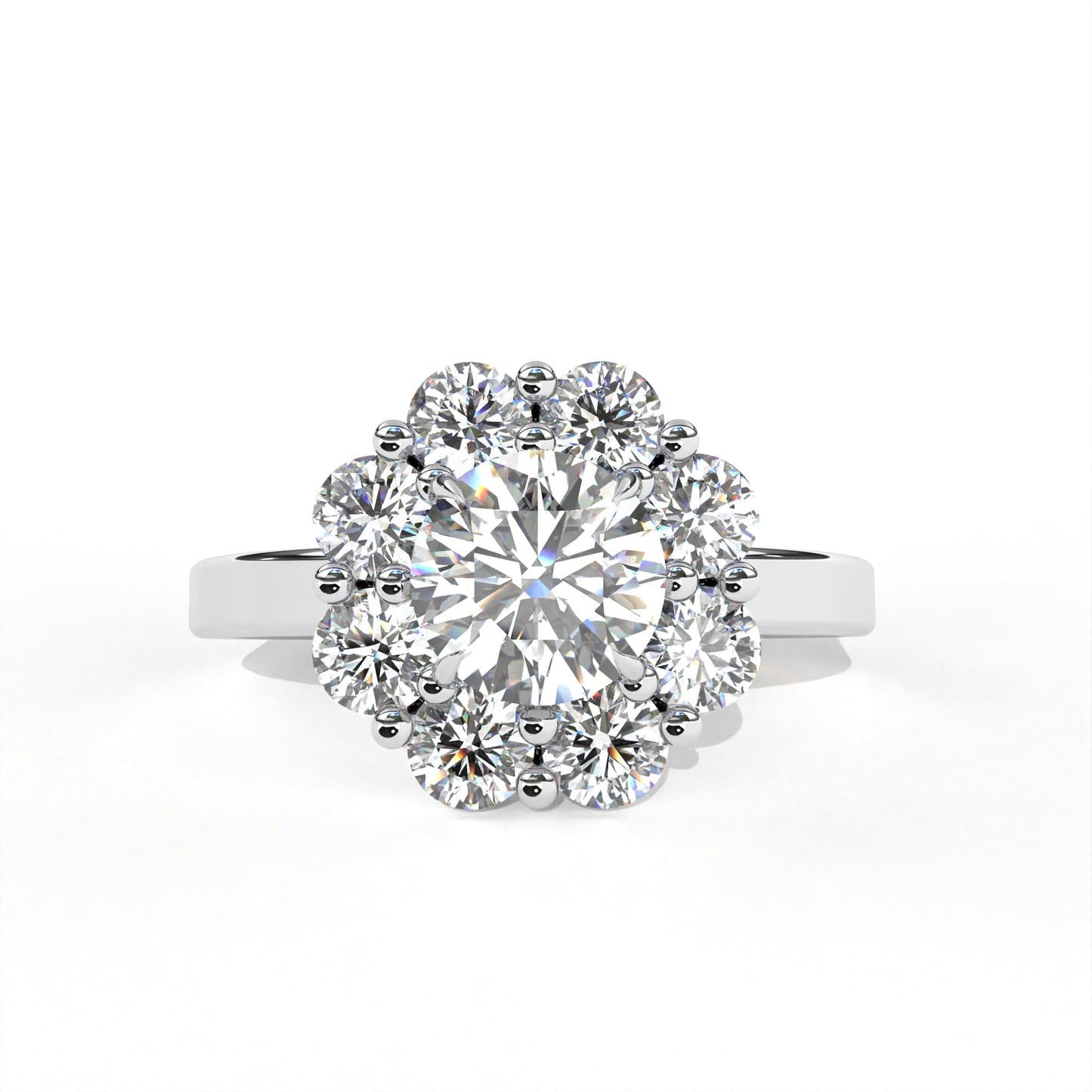 Round Flora Ring White Gold