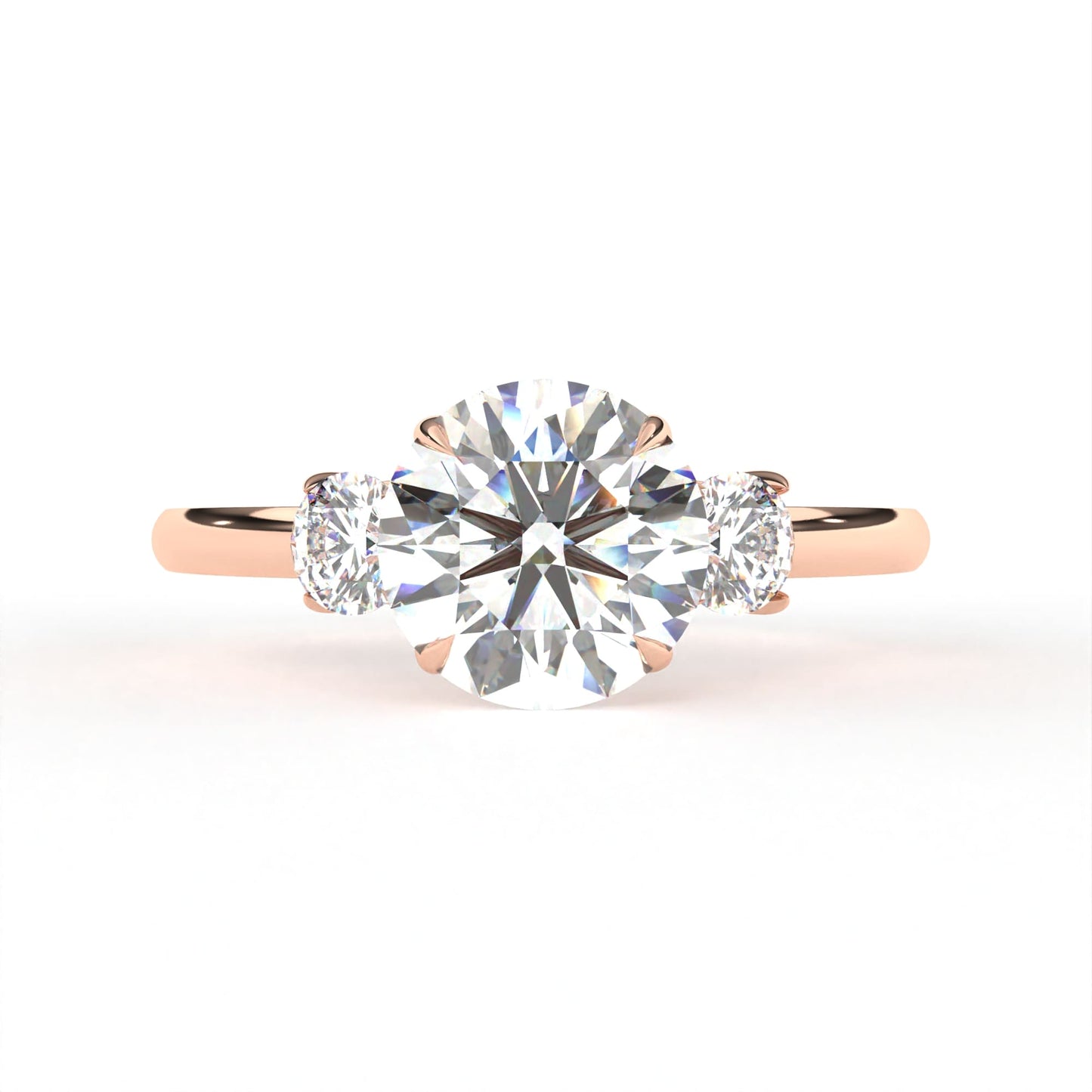 Round Tri-Stone Ring Rose