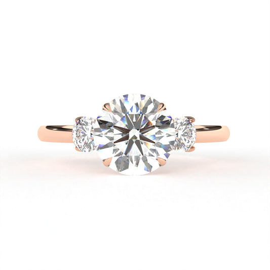 Round Tri-Stone Ring Rose