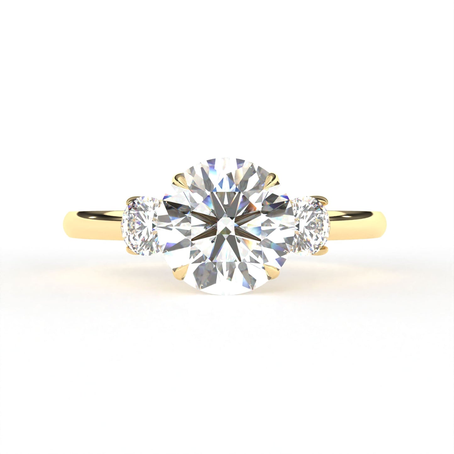 Round Tri-Stone Ring Yellow