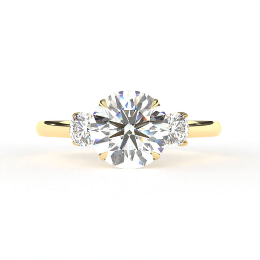 Round Tri-Stone Ring Yellow