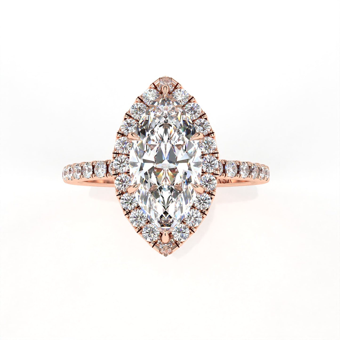 Marquise Halo Diamond Ring Rose