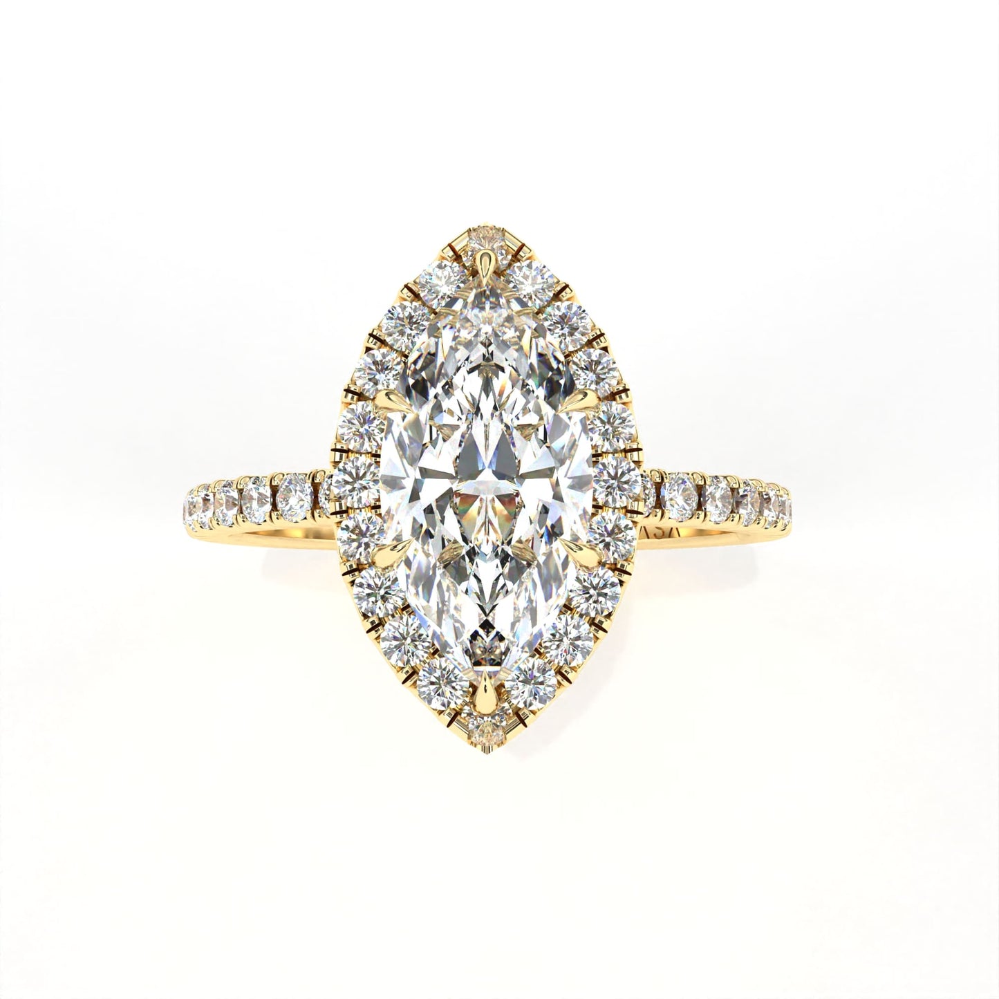 Marquise Halo Diamond Ring Yellow