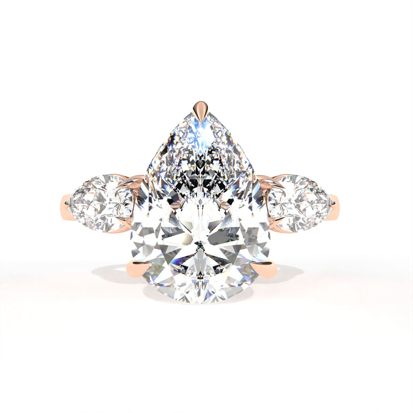 Pear Tri-Stone Ring Rose