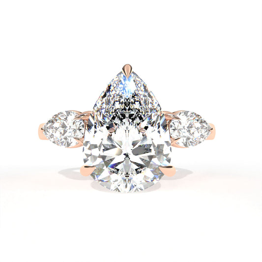 Pear Tri-Stone Ring Rose