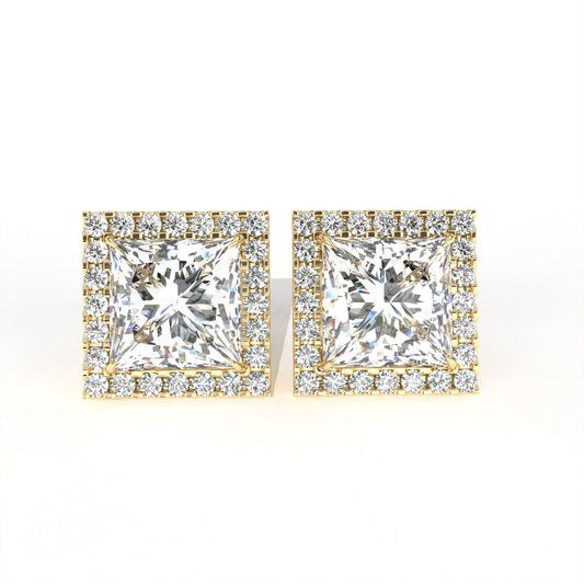 Princess Halo Solitaire Rose Earring