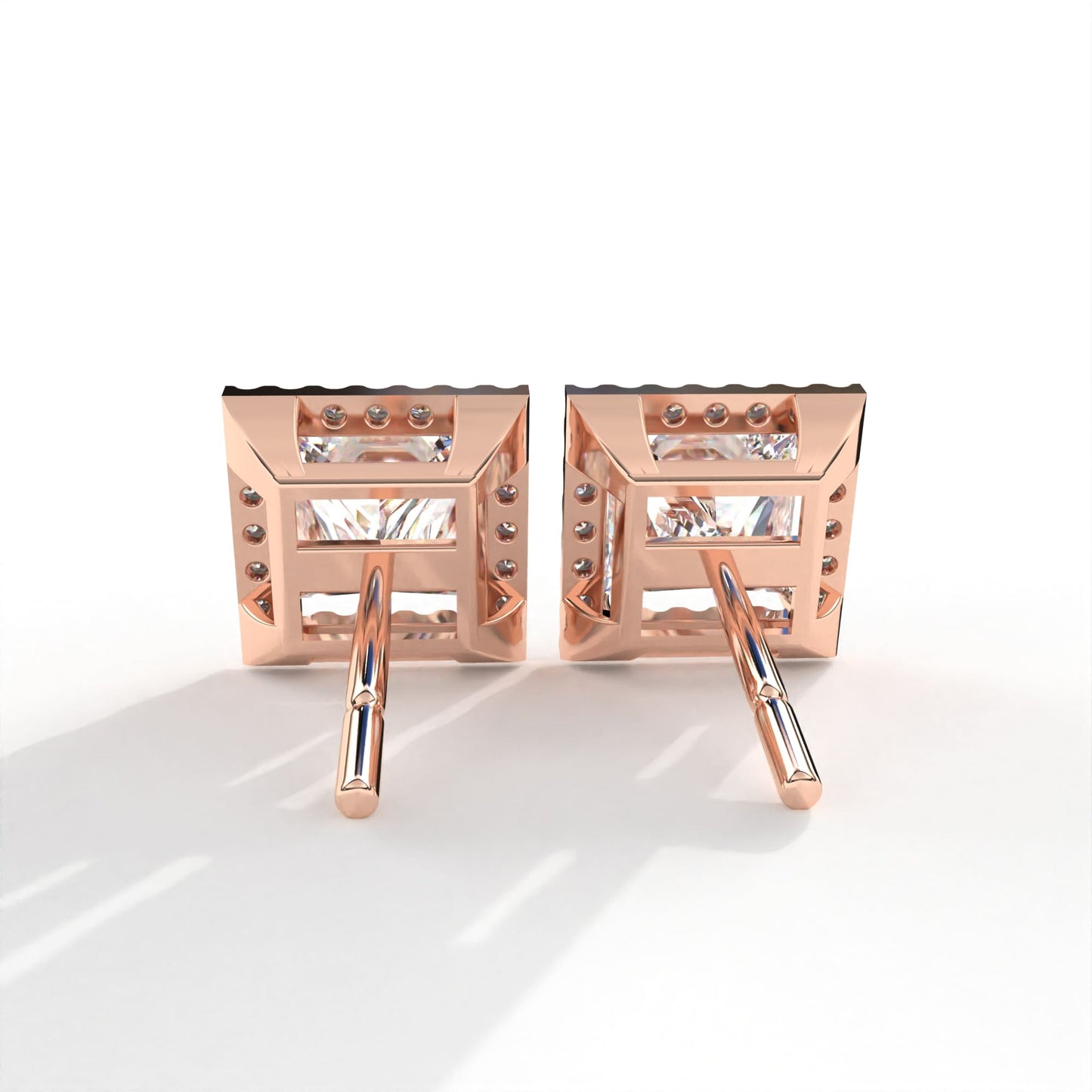 Princess Halo Solitaire Rose Earring