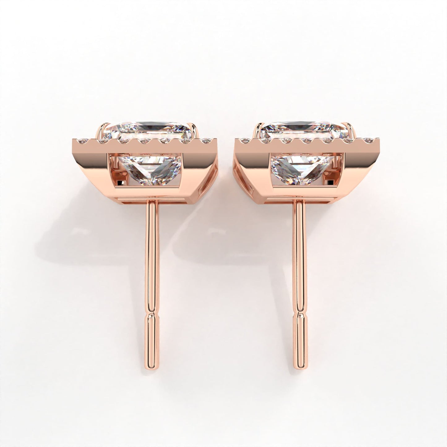 Princess Halo Solitaire Rose Earring