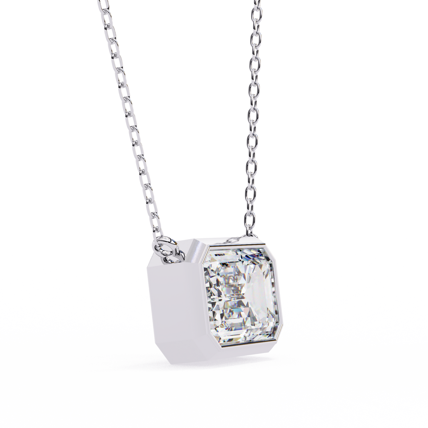 Emerald Solitaire Pendant White