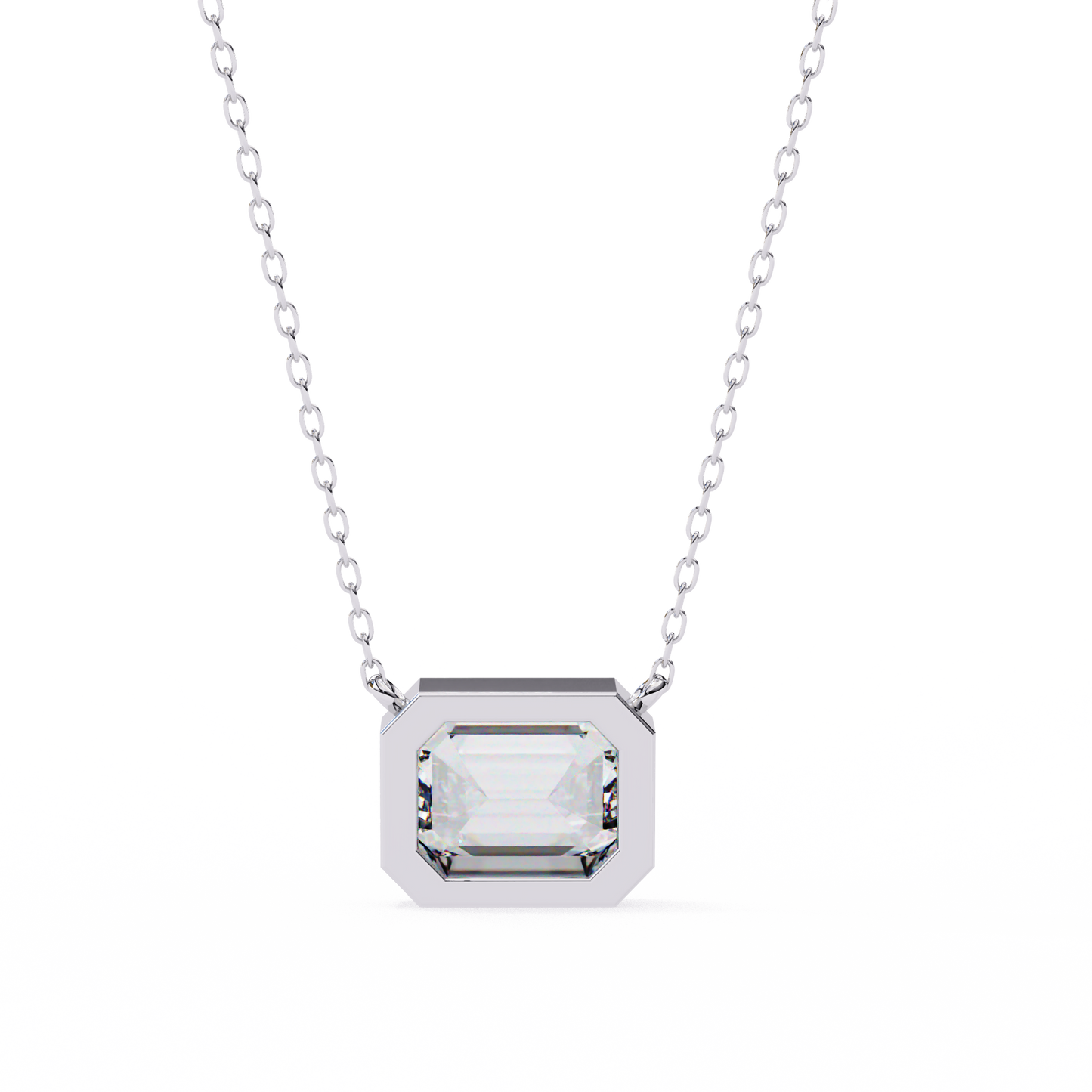 Emerald Solitaire Pendant White