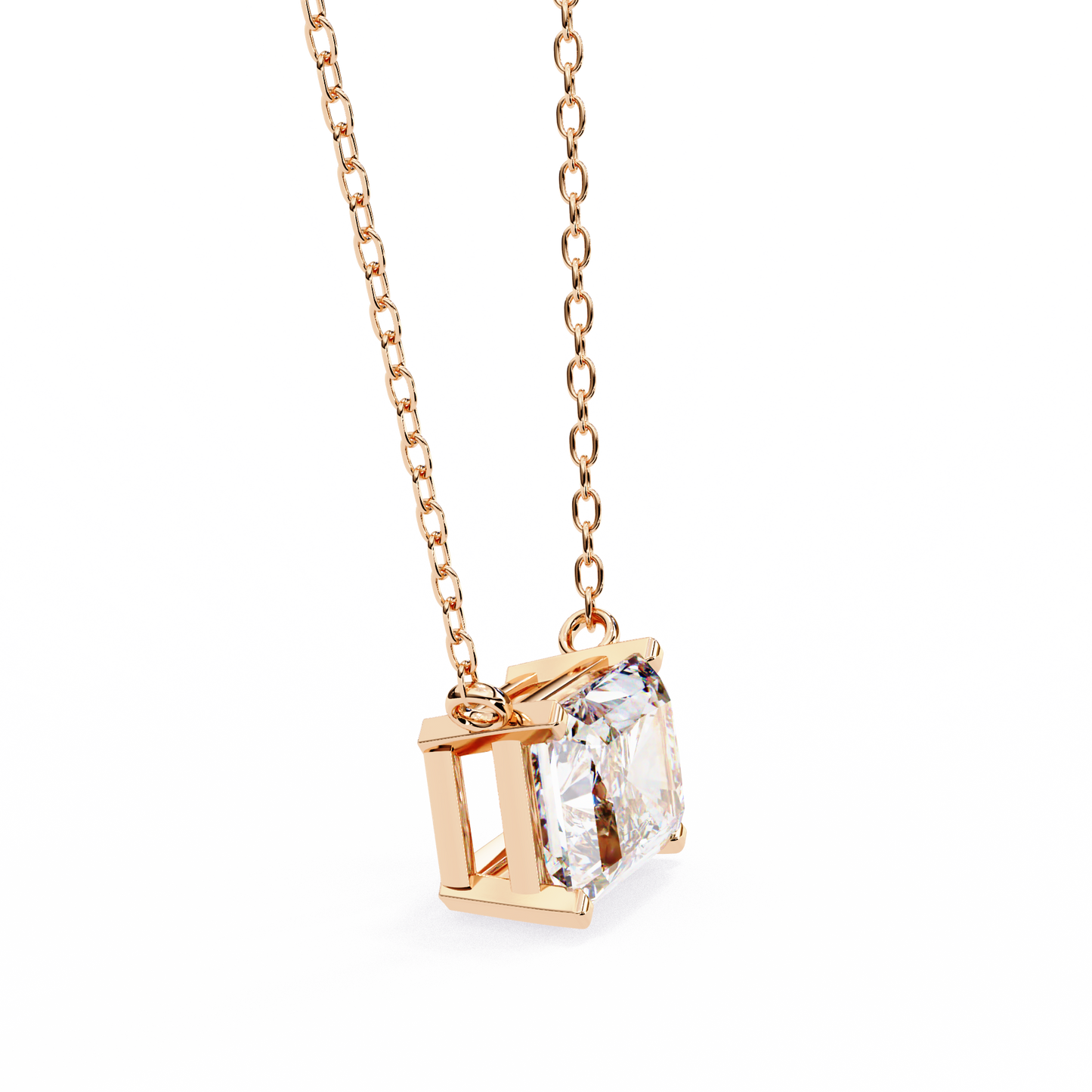 Radiant Solitaire Rose Pendant