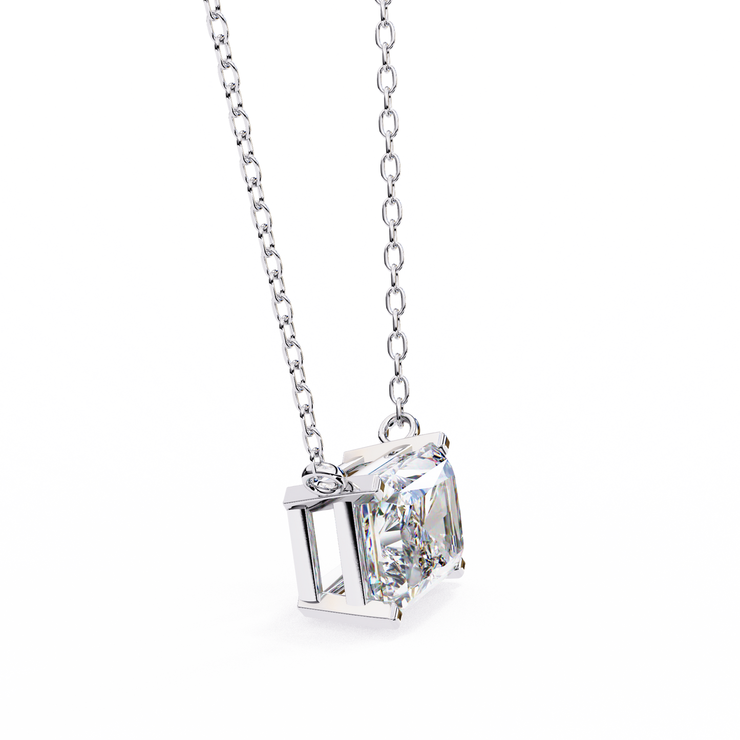 Radiant Solitaire White Pendant