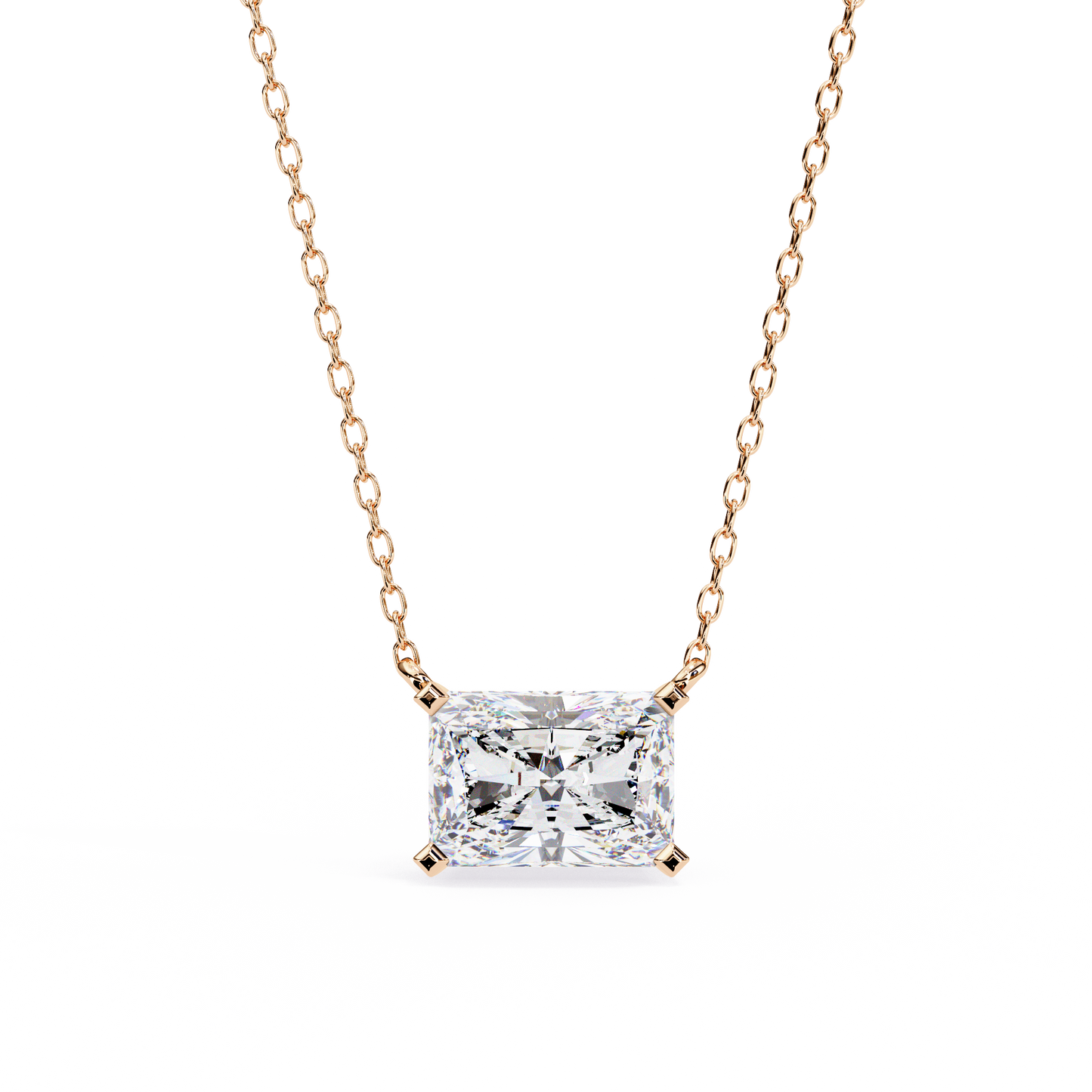 Radiant Solitaire Rose Pendant