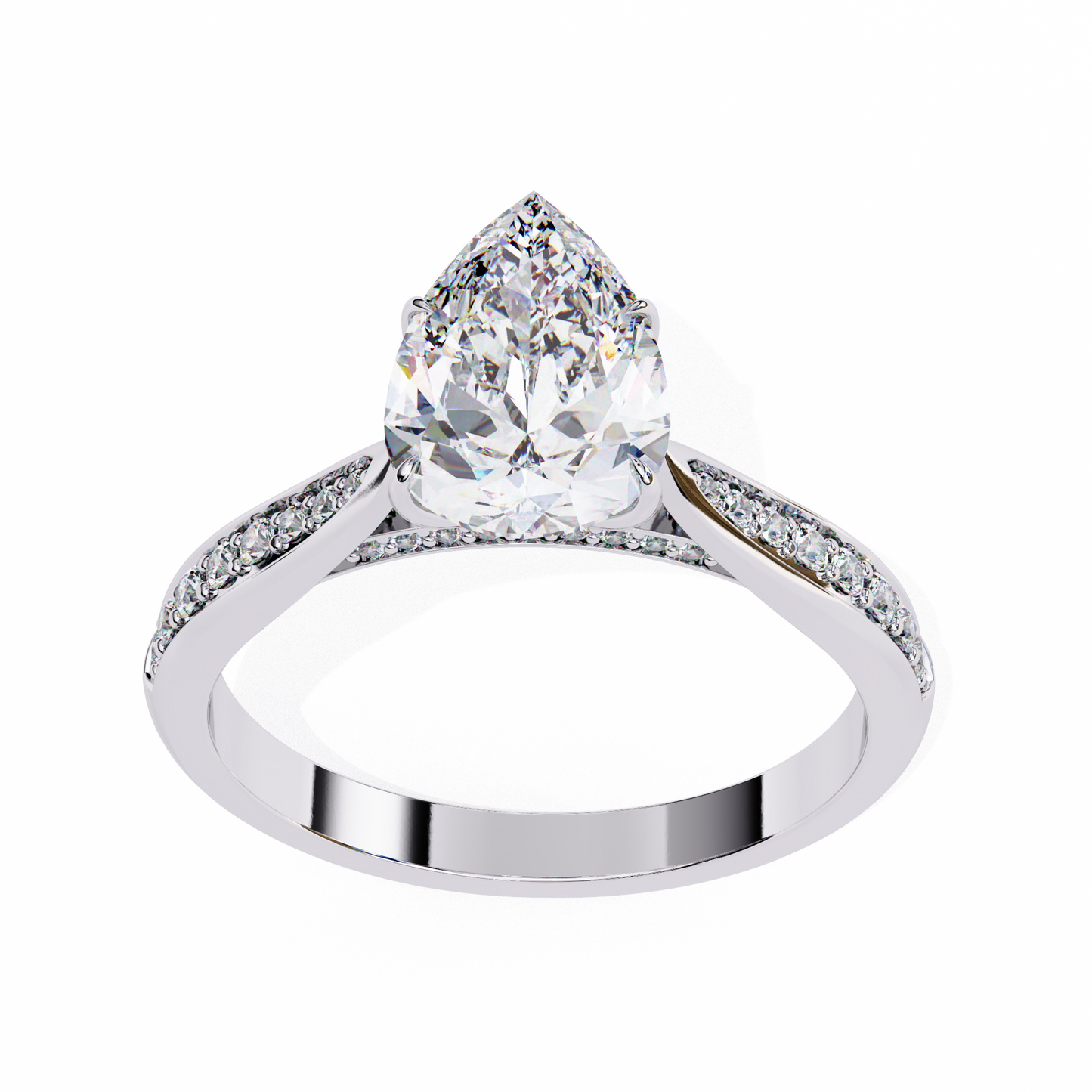 Pear Solitaire Ring White