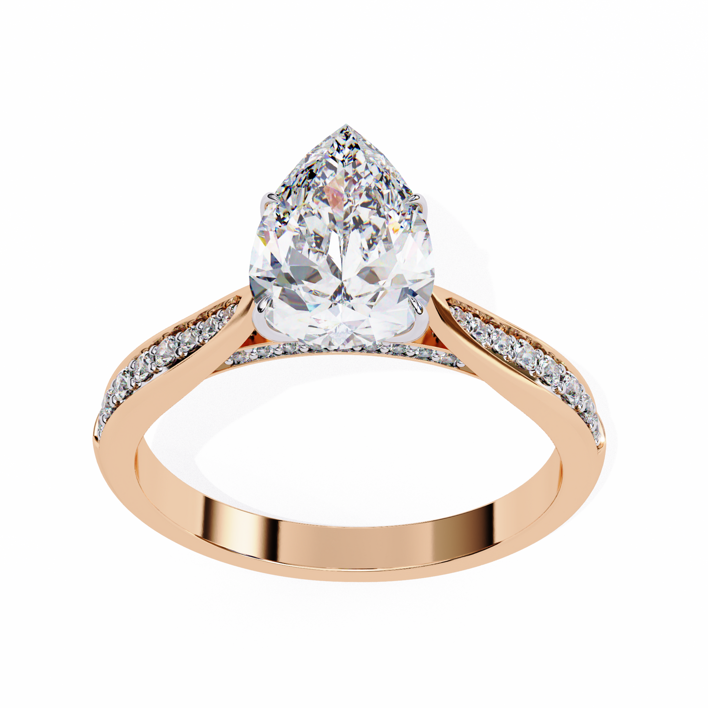 Pear Solitaire Ring Rose