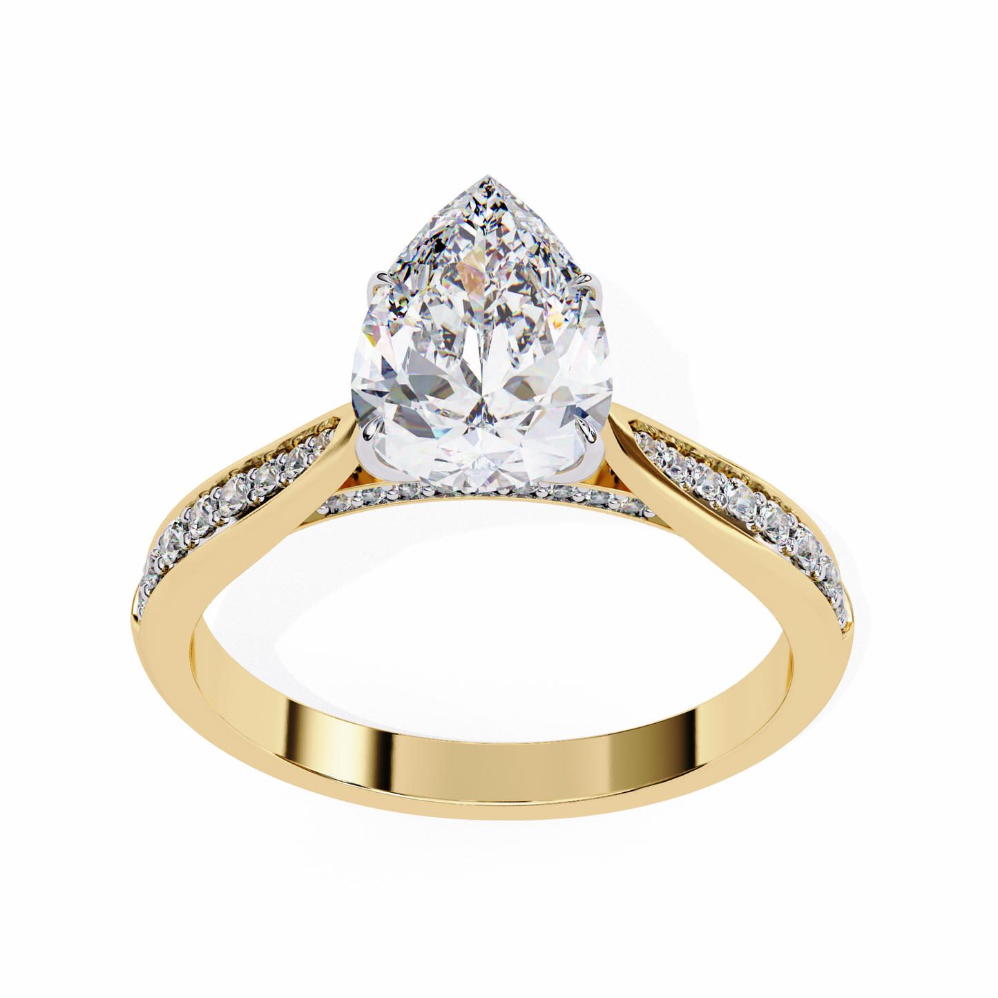 Pear Solitaire Ring Yellow