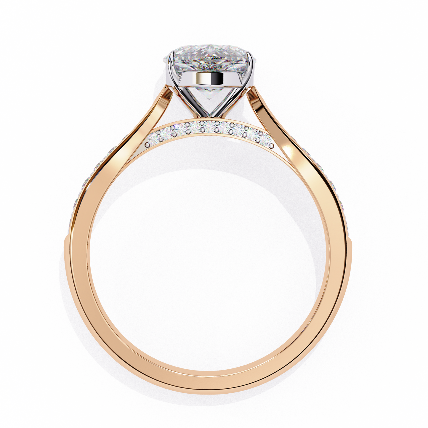 Pear Solitaire Ring Rose