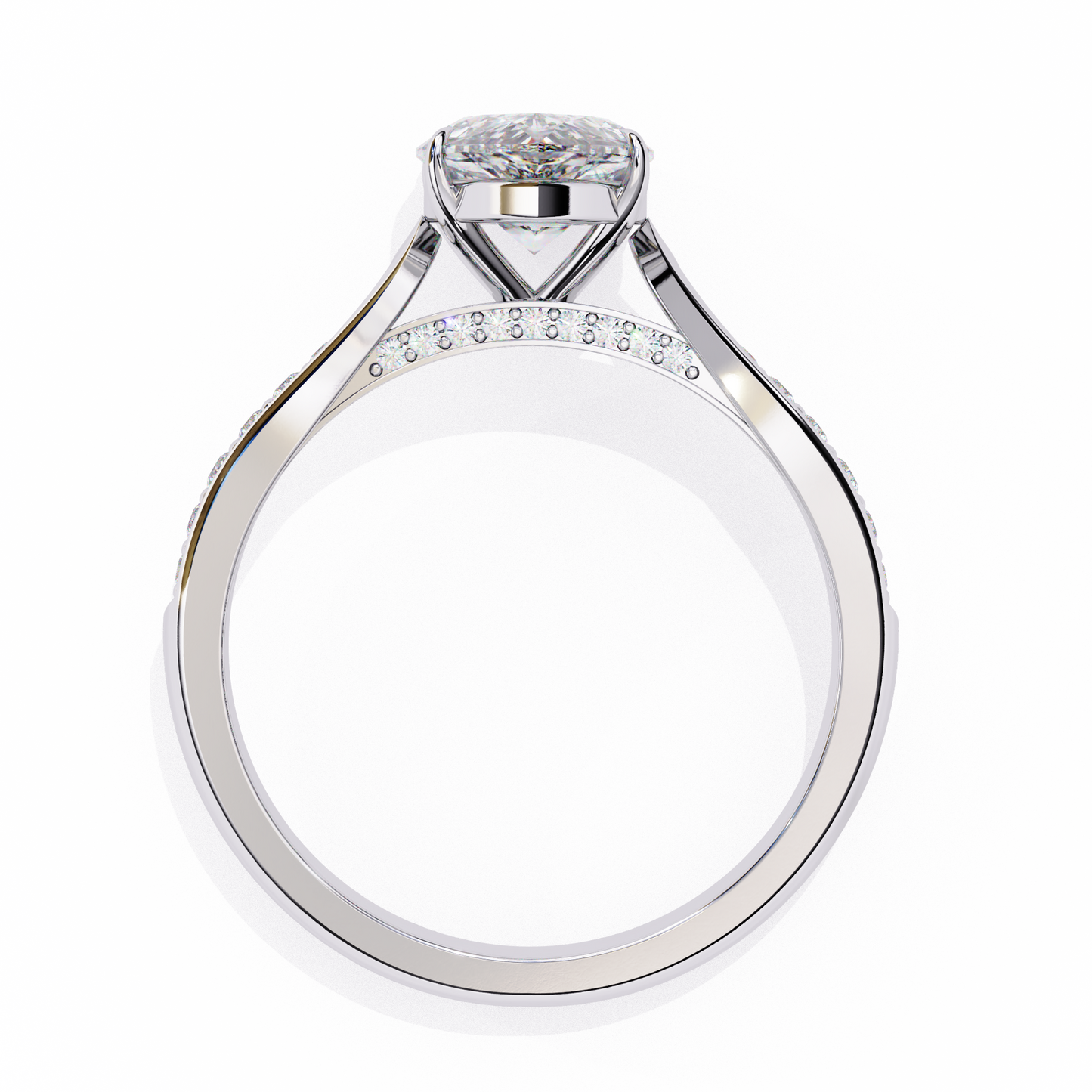 Pear Solitaire Ring White