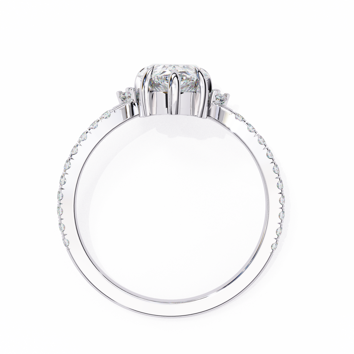 Pear Solitaire Halo Ring White