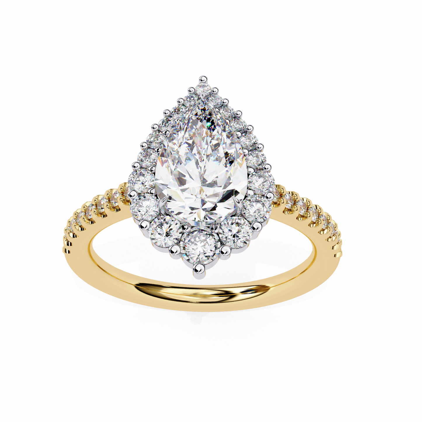 Pear Solitaire band Ring Yellow