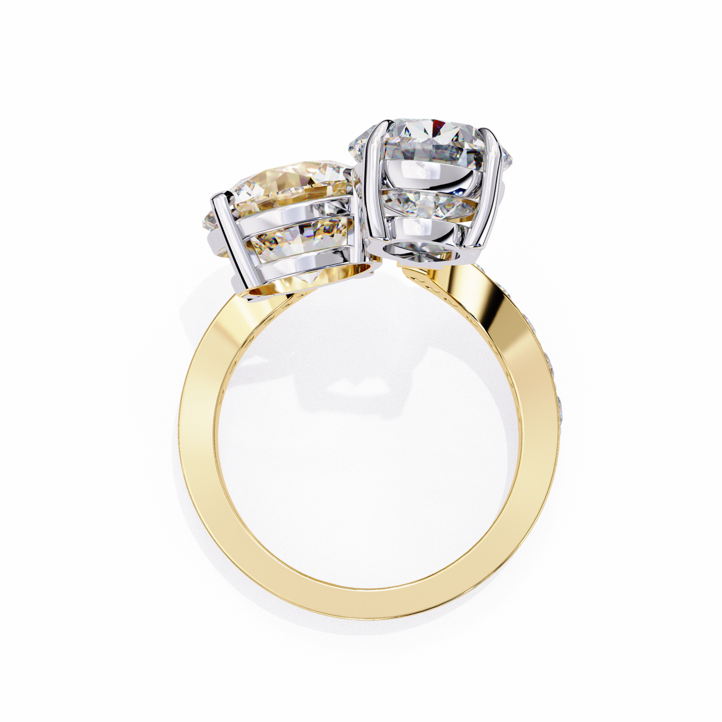 Pear And Round Solitaire Cocktail Ring Yellow