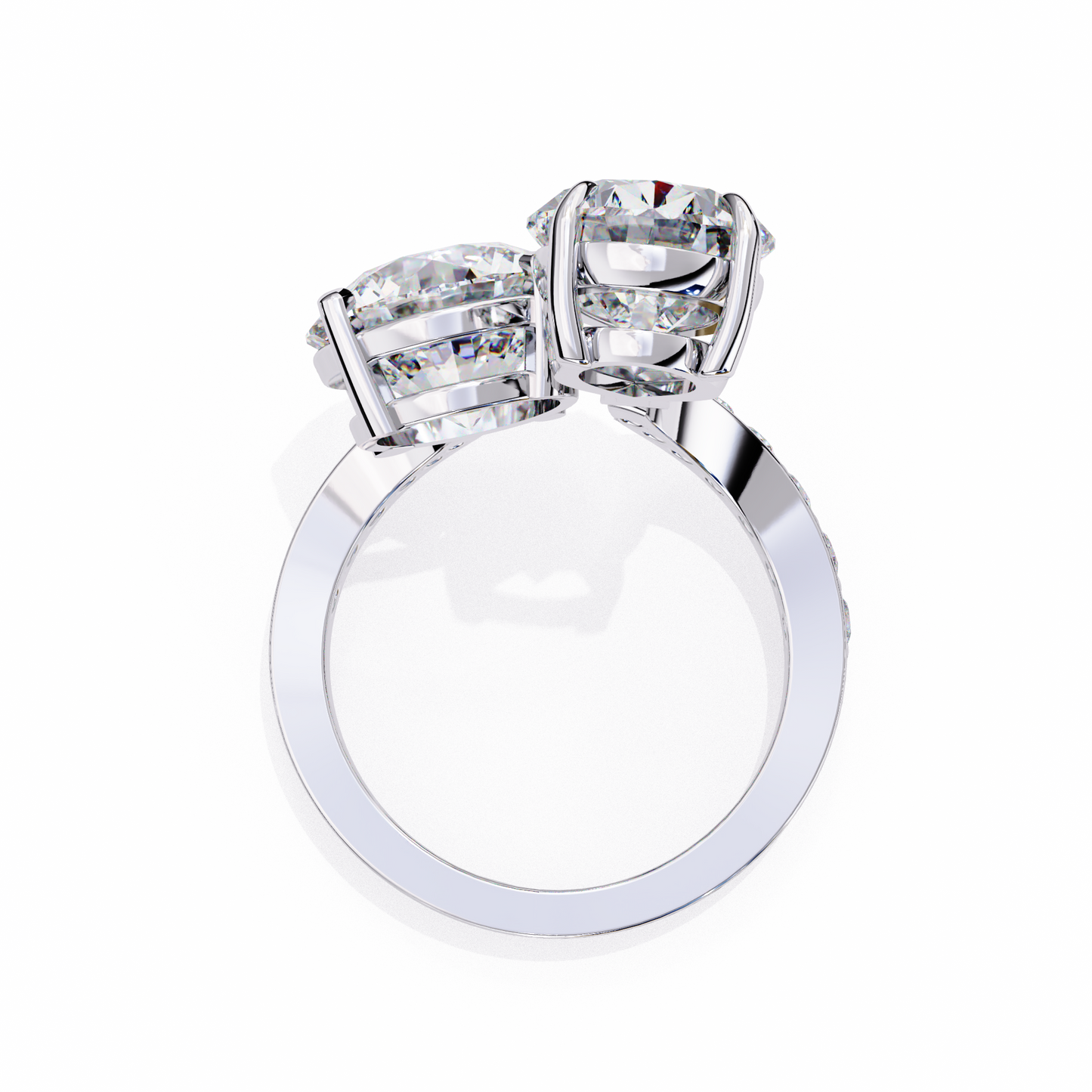 Pear And Round Solitaire Cocktail Ring White