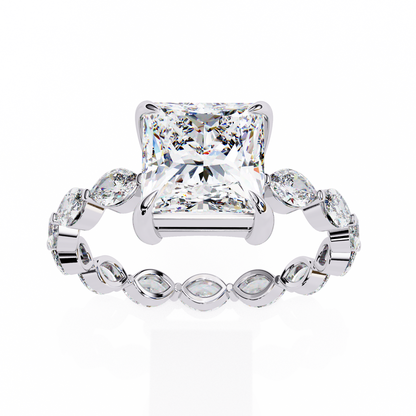 Princess Solitaire Engagement Ring White