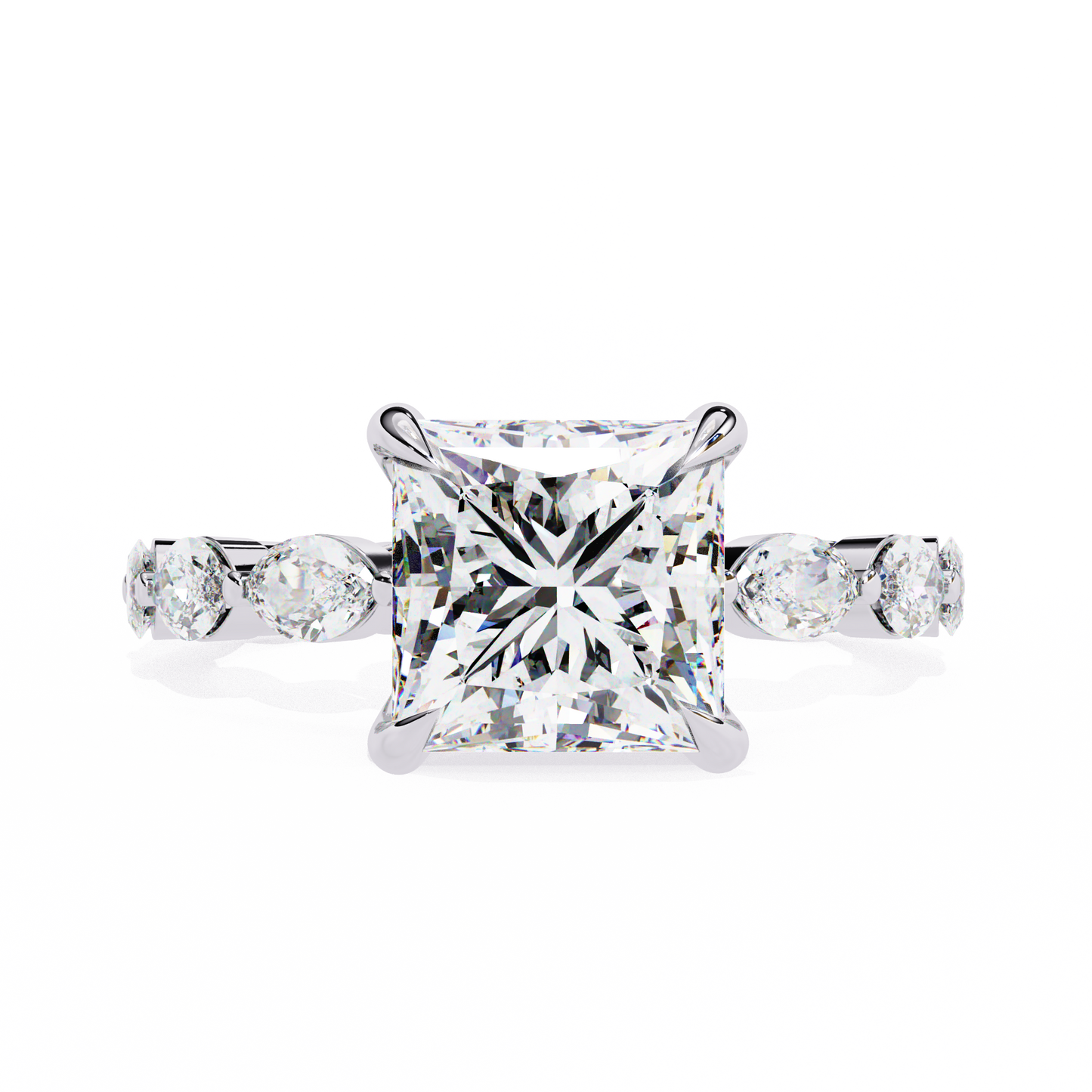 Princess Solitaire Engagement Ring White