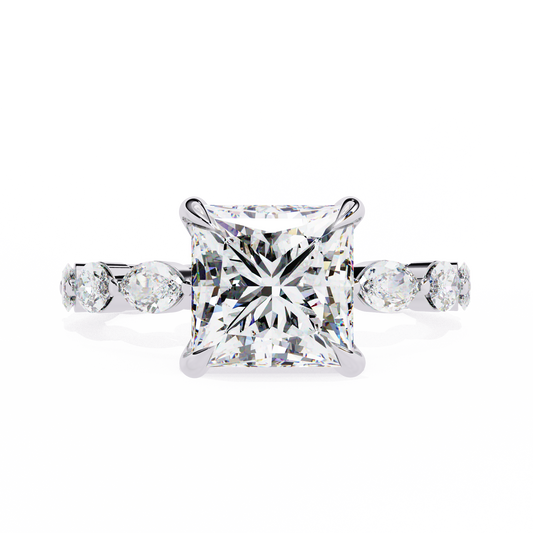 Princess Solitaire Engagement Ring White