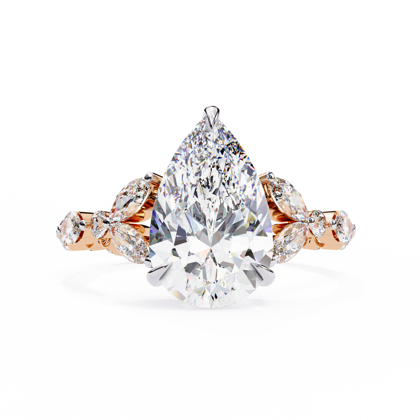 Pear Solitaire Cocktail Ring Rose