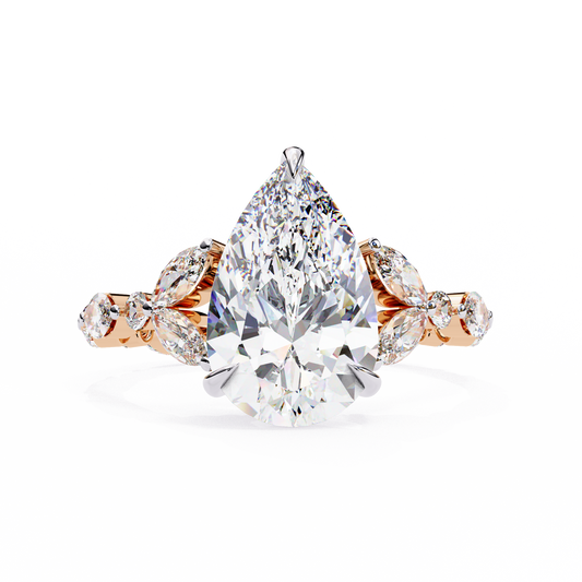 Pear Solitaire Cocktail Ring Rose