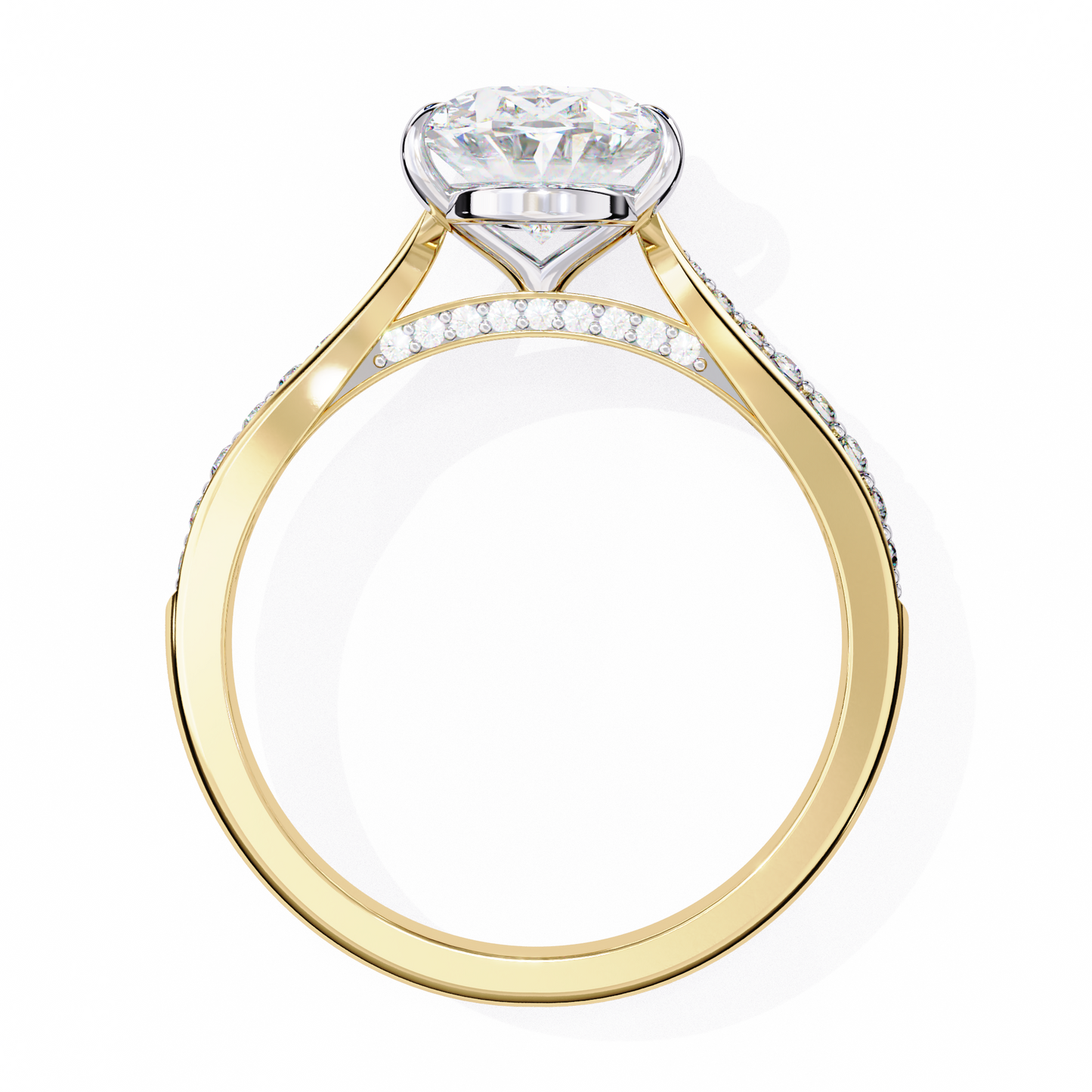 Oval Solitaire Band Ring Yellow