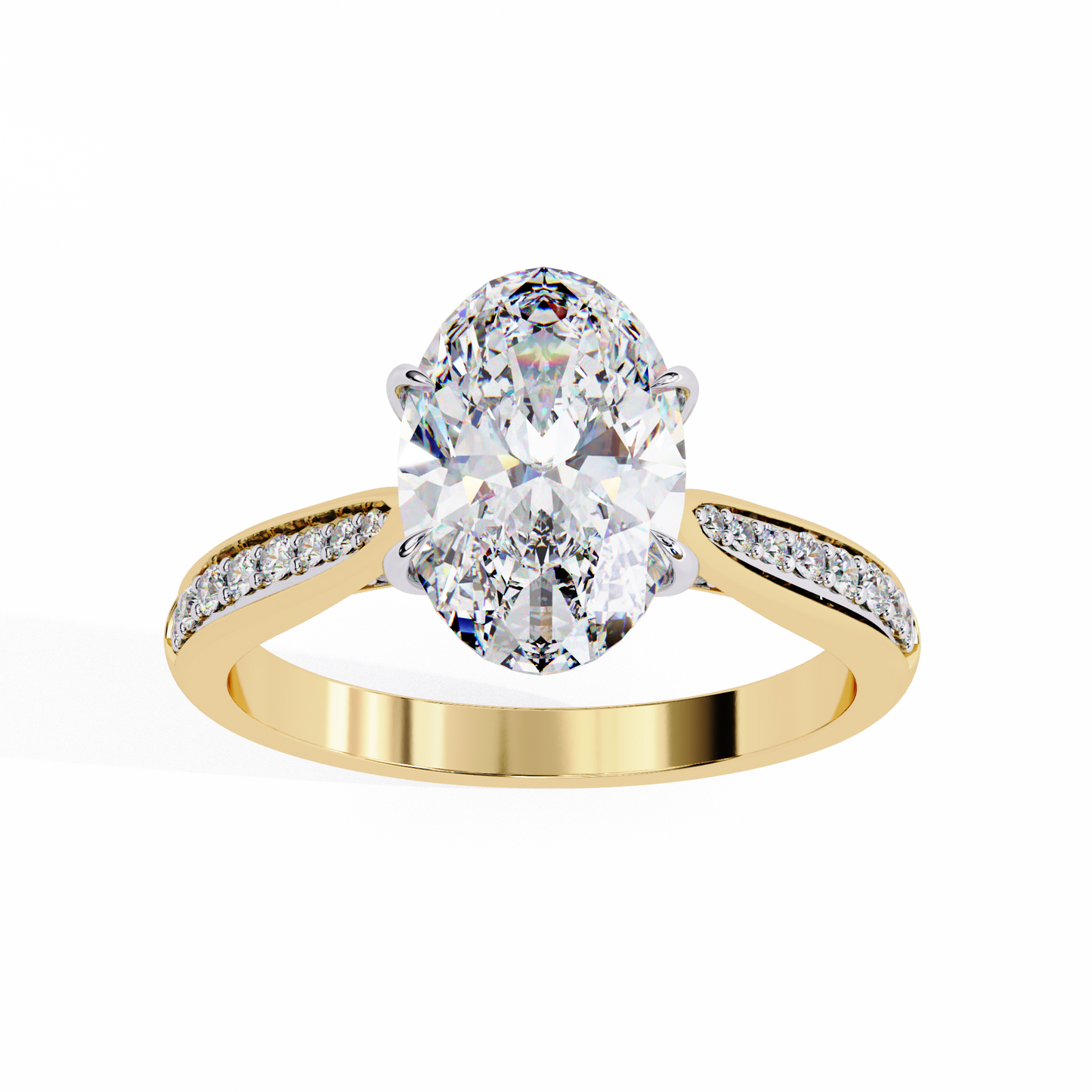 Oval Solitaire Band Ring Yellow