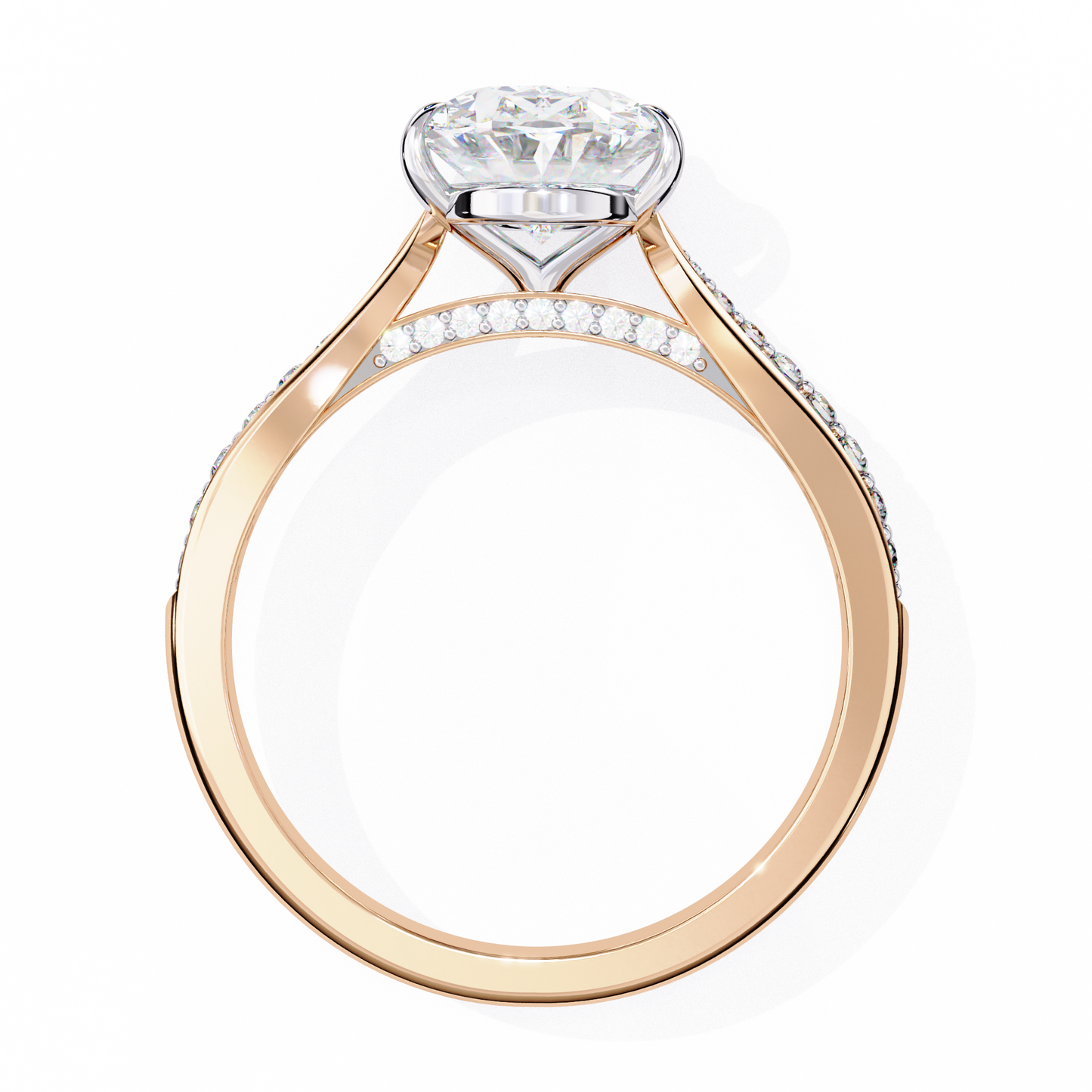 Oval Solitaire Band Ring Rose