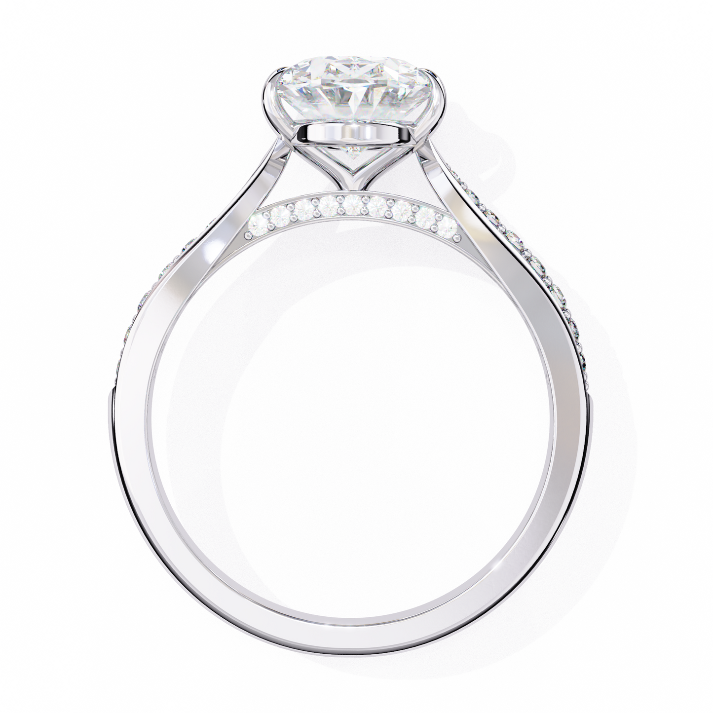 Oval Solitaire Band Ring White