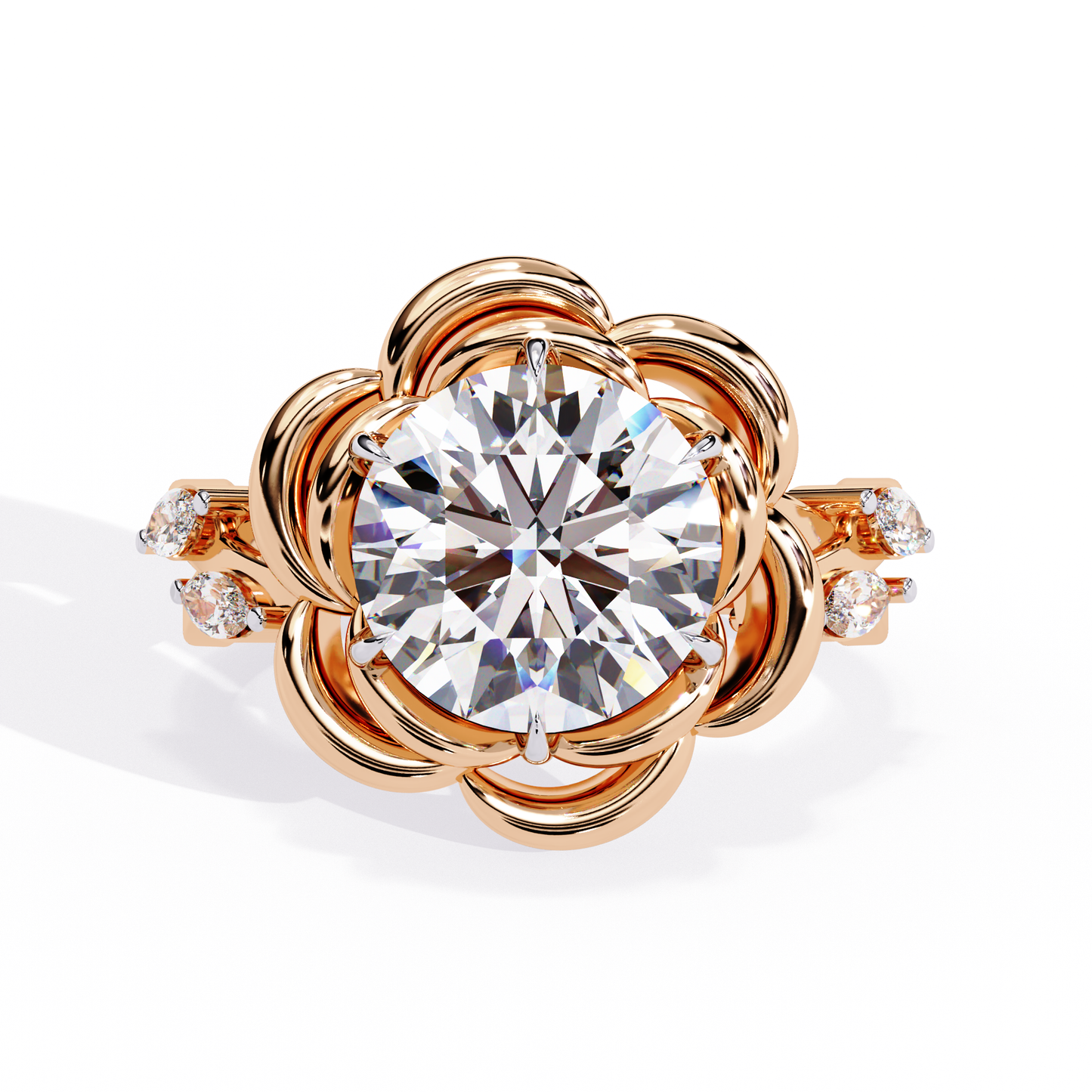 Round Solitaire Cocktail Ring Rose