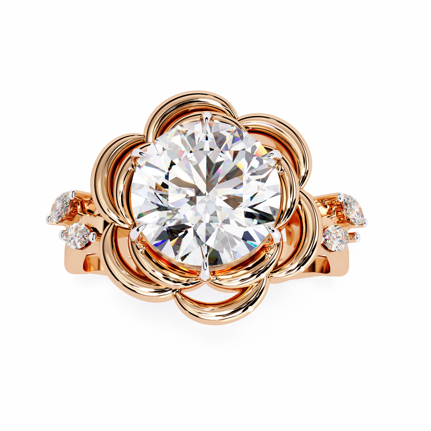 Round Solitaire Cocktail Ring Rose