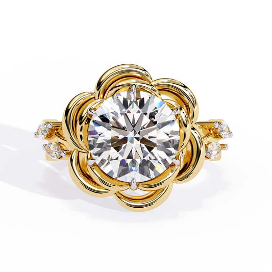 Round Solitaire Cocktail Ring Yellow