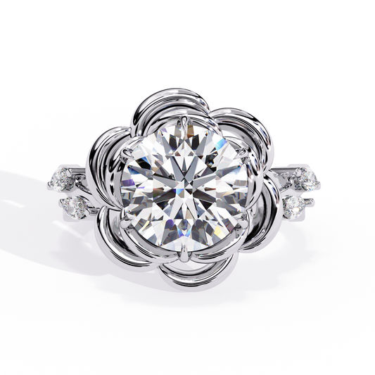 Round Solitaire Cocktail Ring White