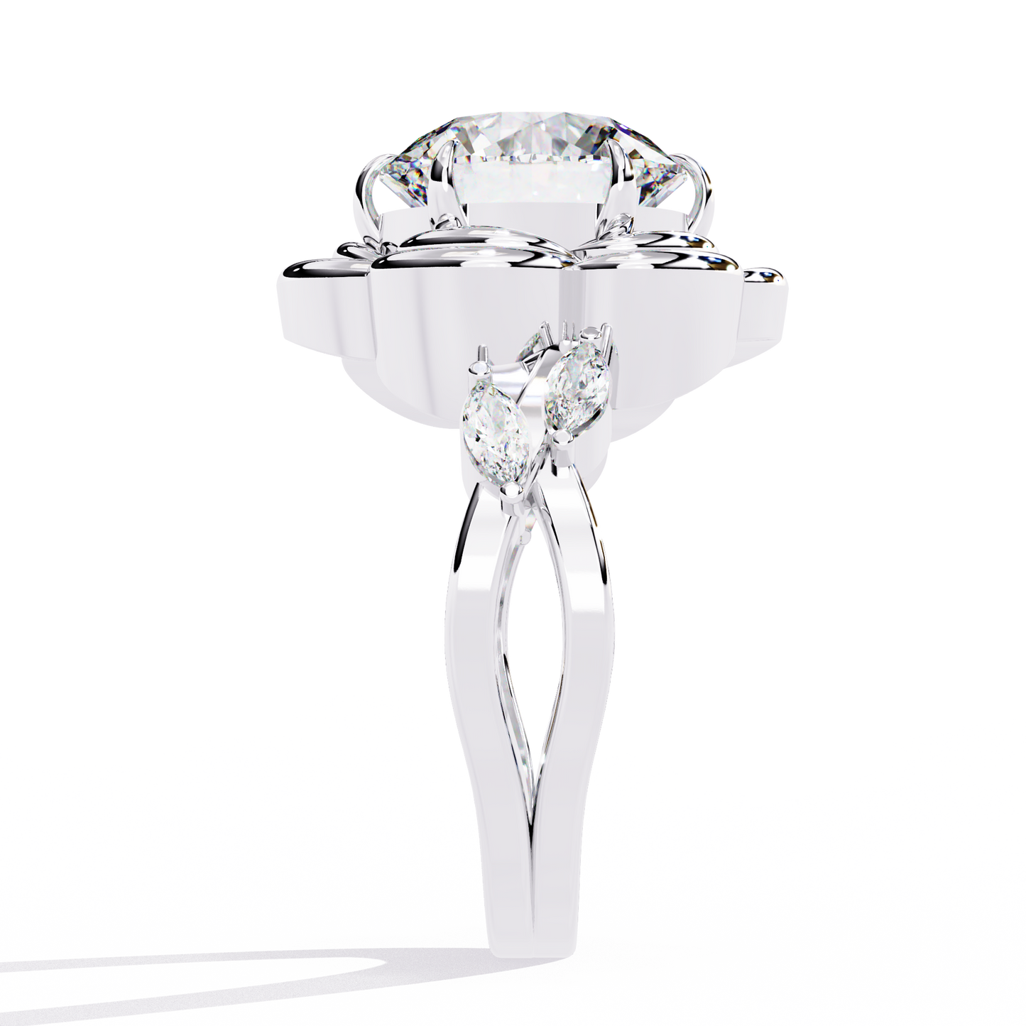 Round Solitaire Cocktail Ring White