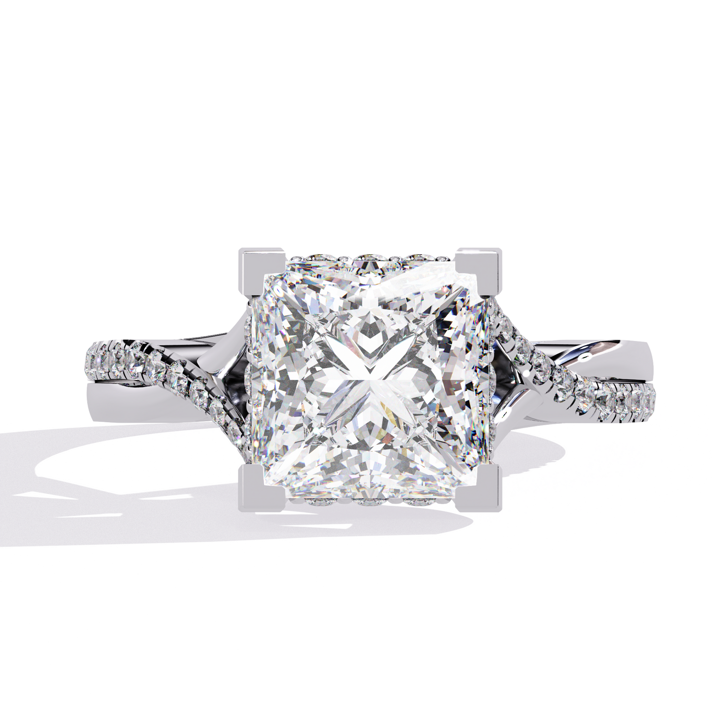 Princess Cocktail Solitaire Ring White