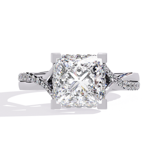 Princess Cocktail Solitaire Ring White